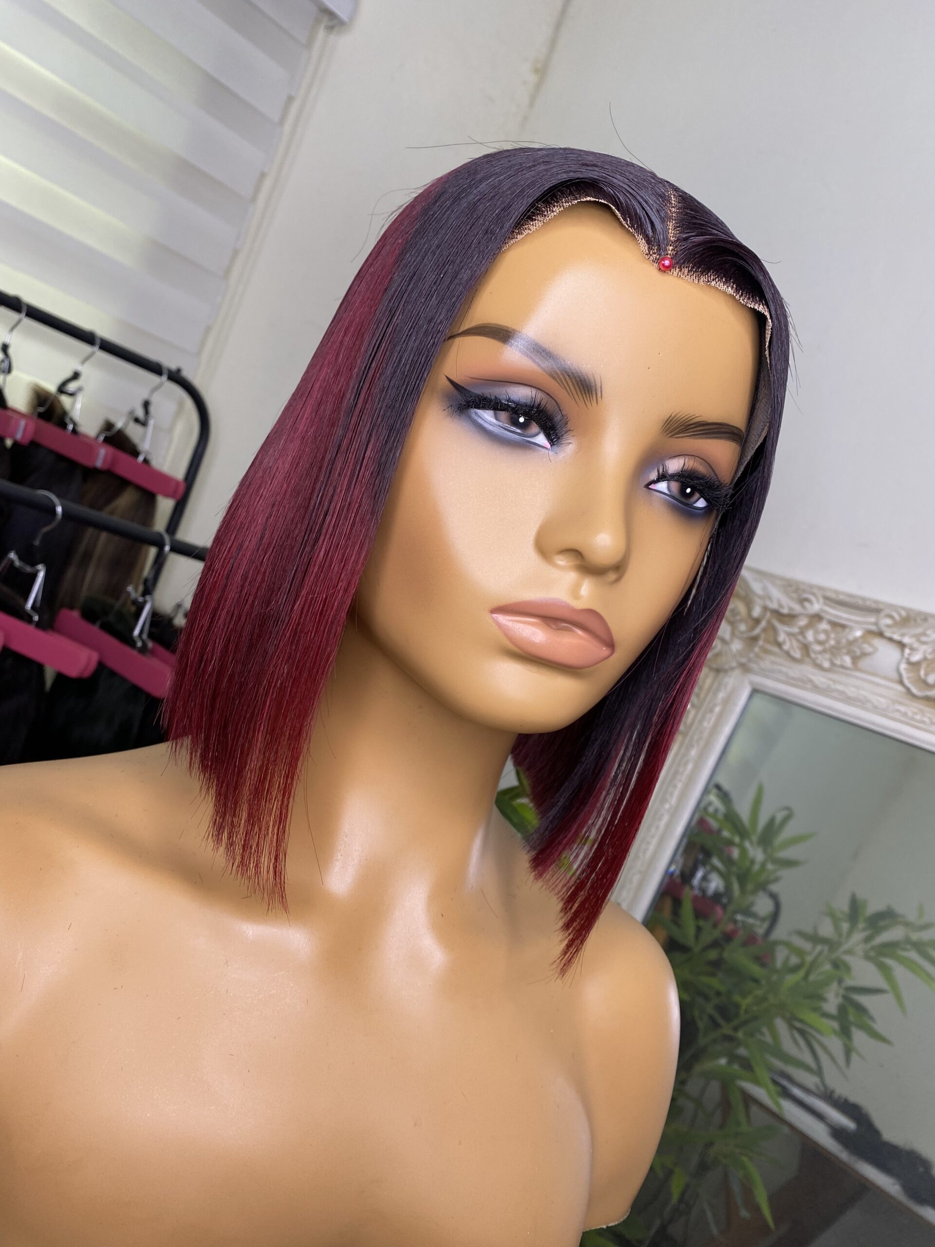 Burgundy Natural Straight Bob Downtownhairng burgundy-natural-straight-bob-downtownhairng